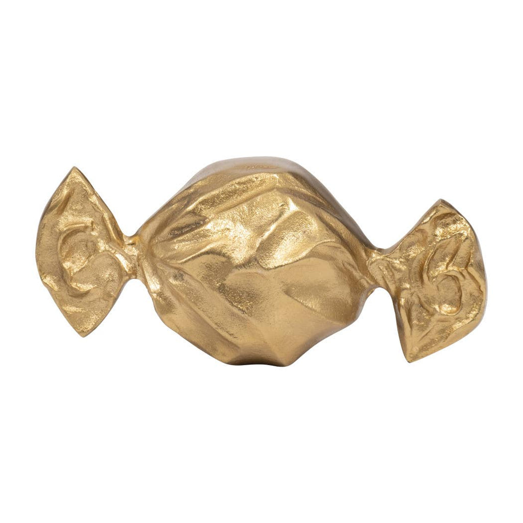 Gold 9 in. Metal Modern Solid Wrapped Candy Figurine