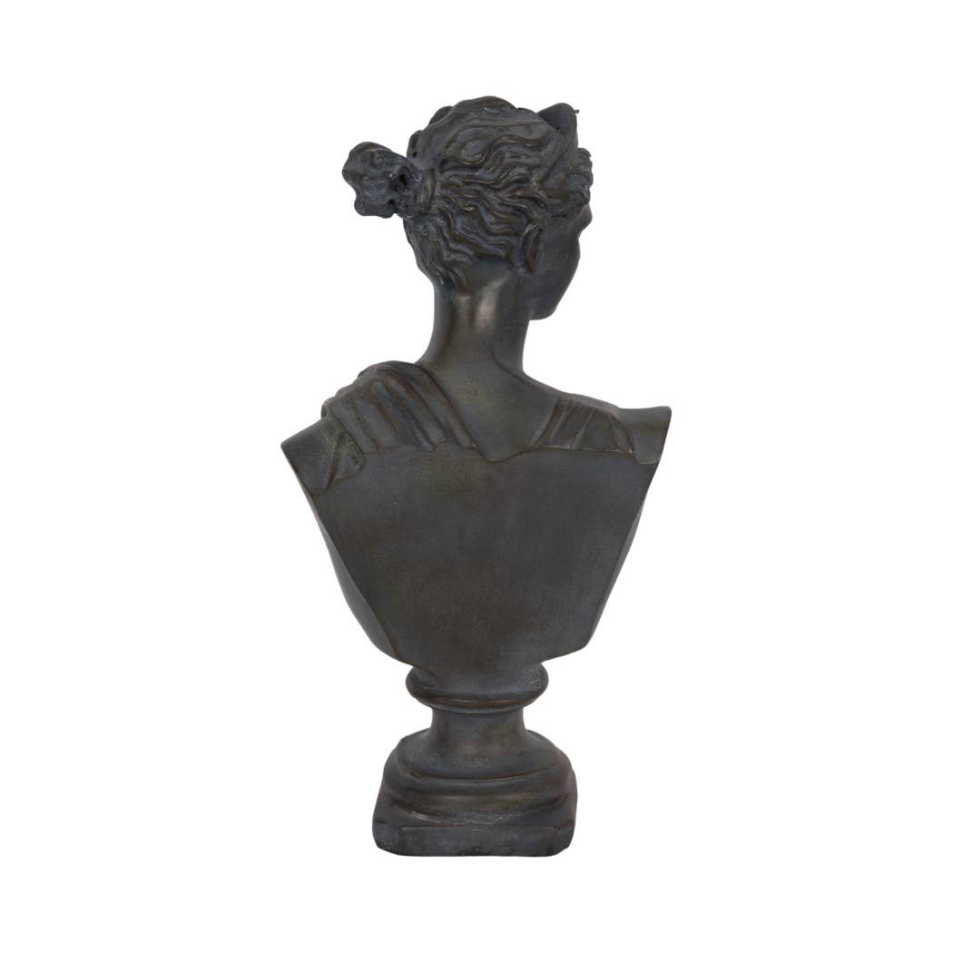 Resin Grecian Bust Distressed Sculpture - Bronze, 12 in.