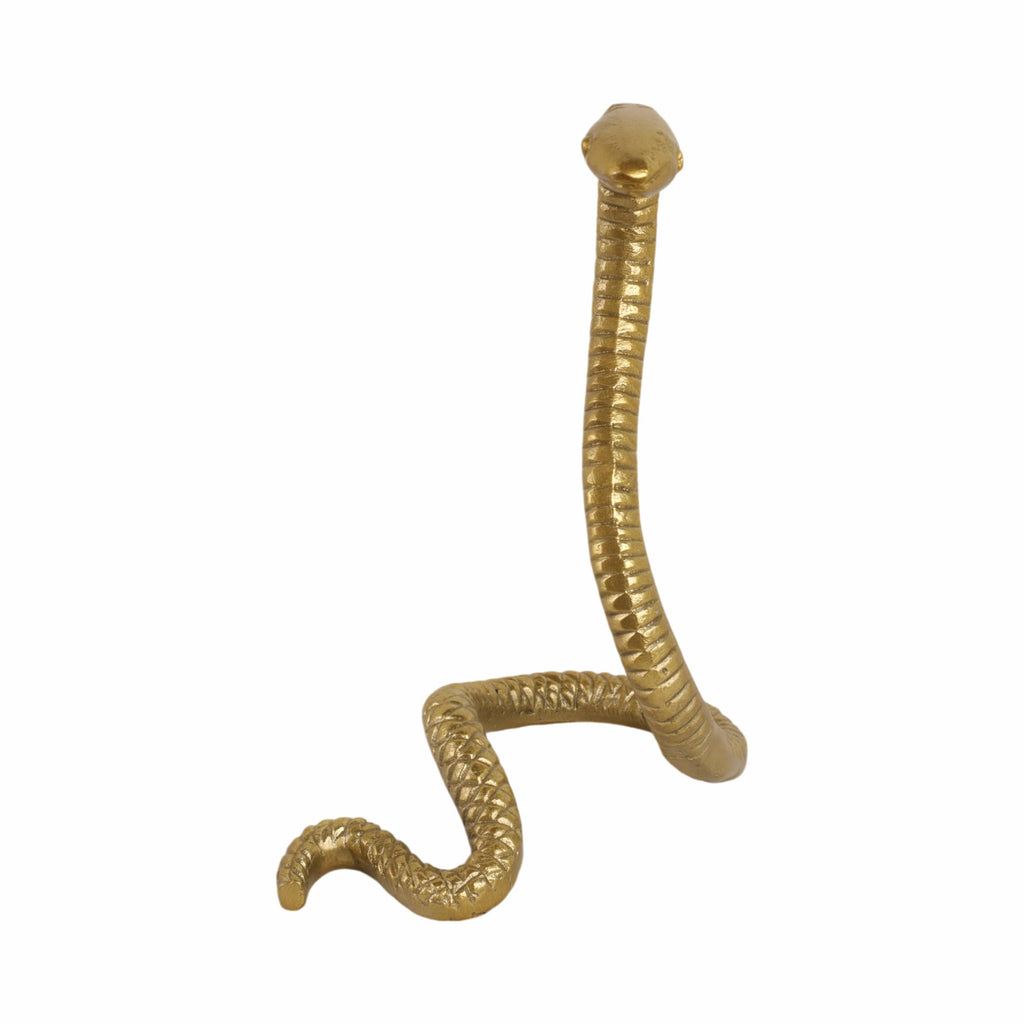 Metal Solid Tall Snake Decorative Figurine - Gold, 10 in.