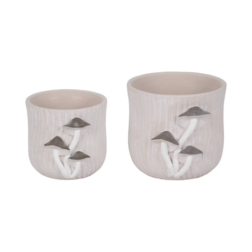Ceramic Handcrafted Mushroom Applique Planter - Gray, 6 in.