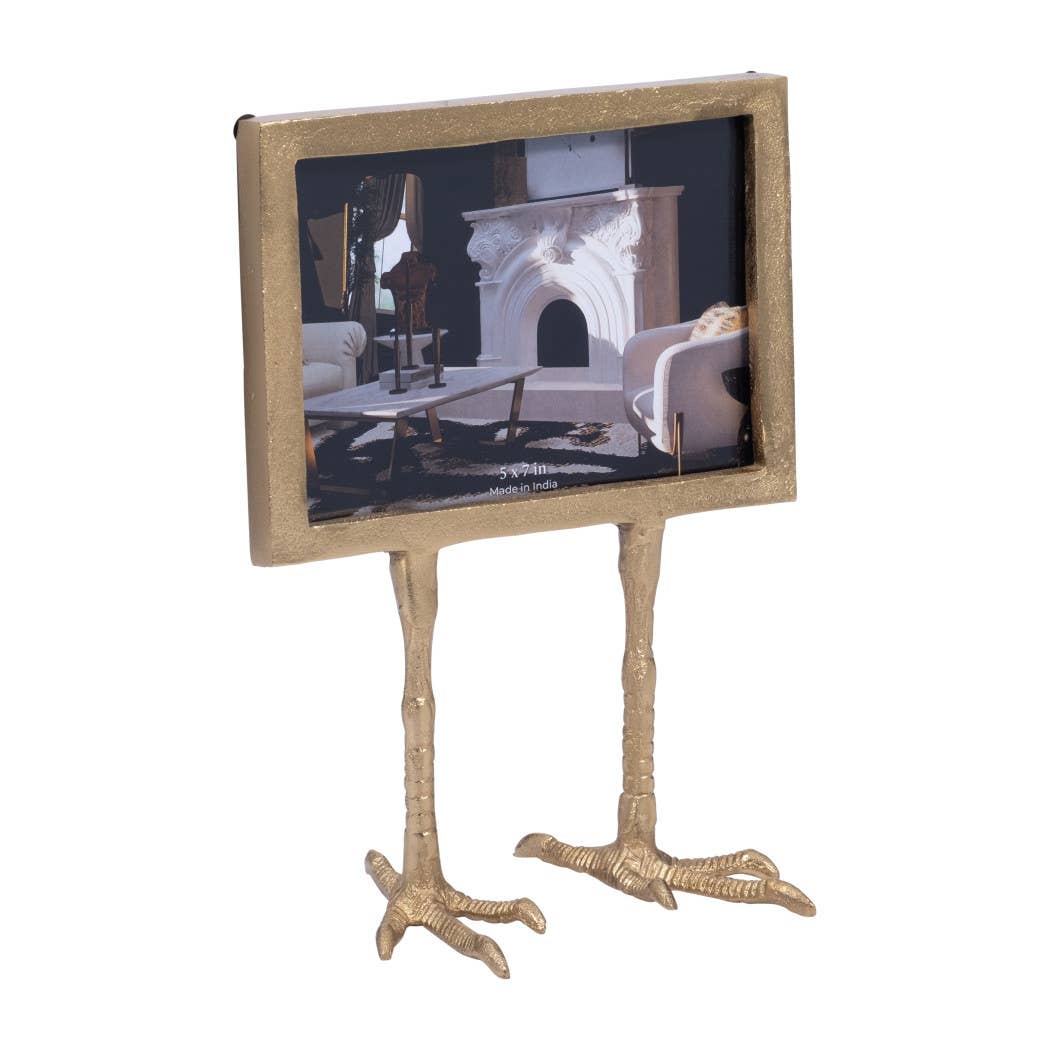 Aluminum Wood Bird Feet Base Photo Frame - Gold, 5x7 in.