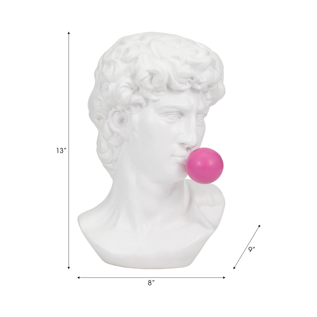Resin Greek God Head Sculpture Bubble Gum - White, 13 in.