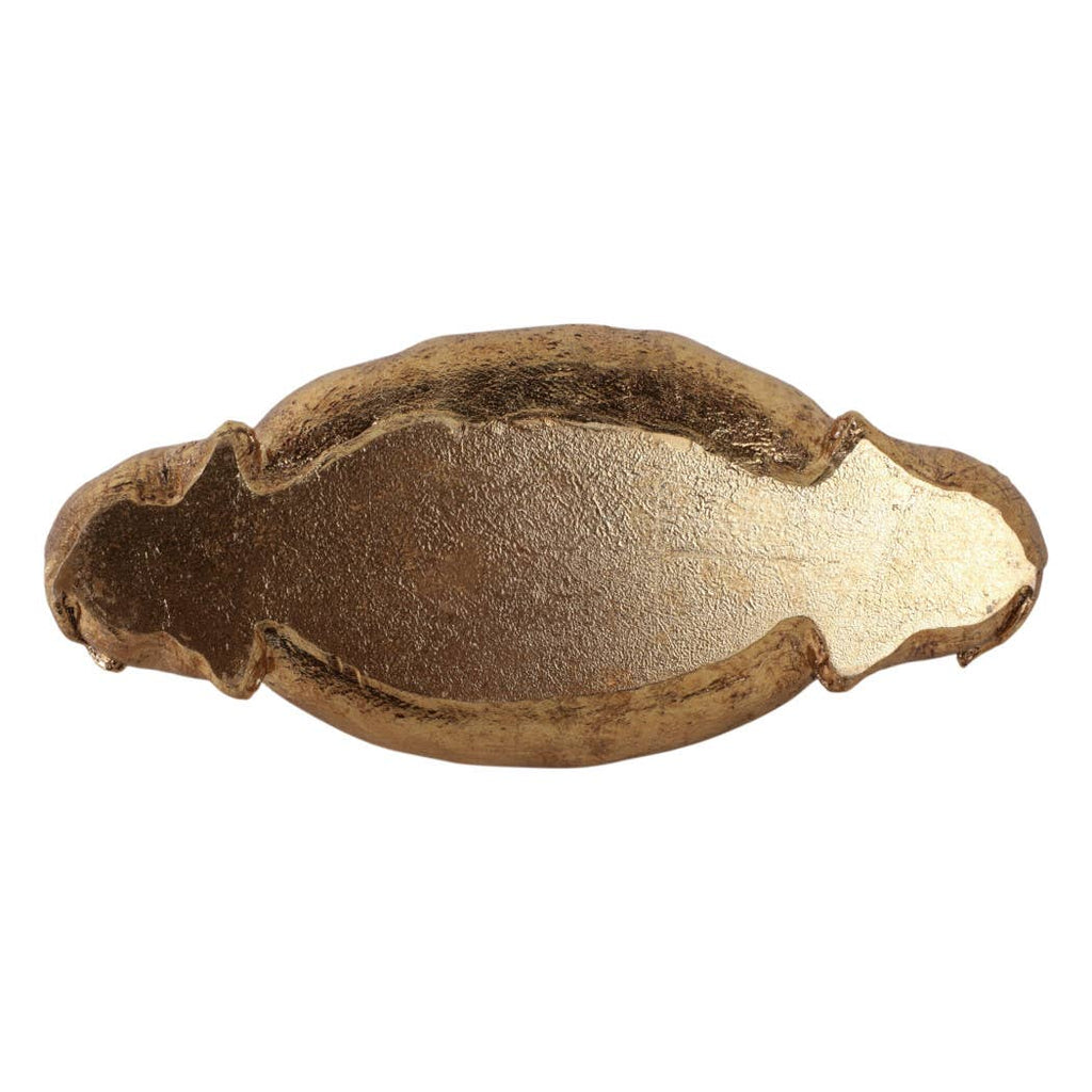 Resin Two Elephant Figurines Holding Bowl - Gold, 14 in.