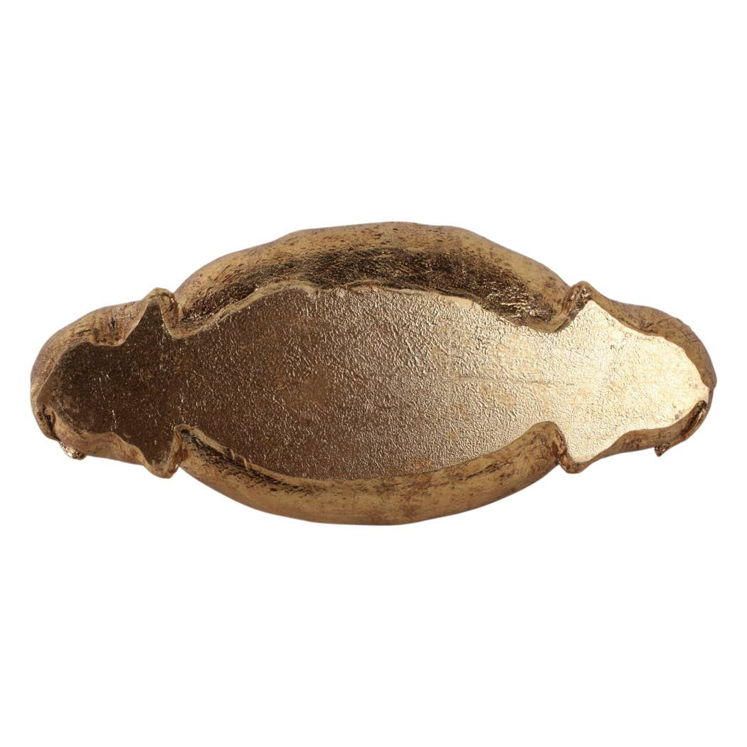 Resin Two Elephant Figurines Holding Bowl - Gold, 14 in.
