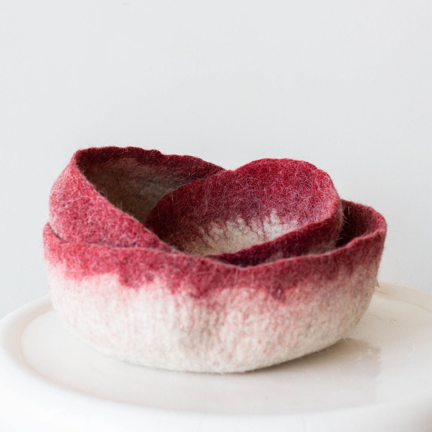 Berry Red Decorative Wool Nesting Bowls