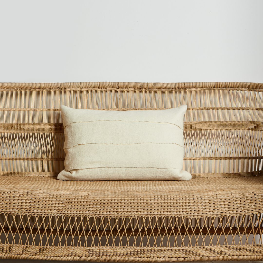 Layered Hand-Felted Merino Wool Throw Pillow