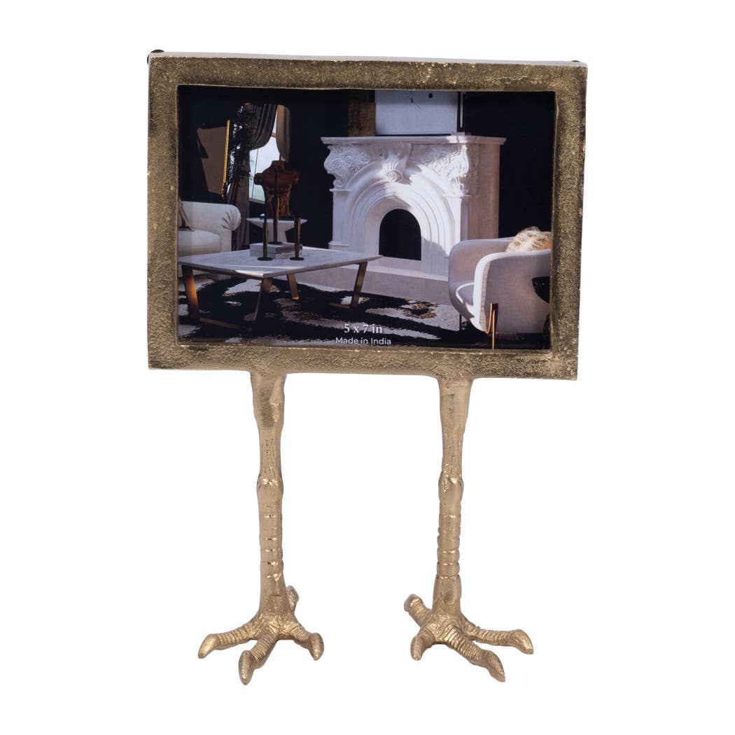 Aluminum Wood Bird Feet Base Photo Frame - Gold, 5x7 in.