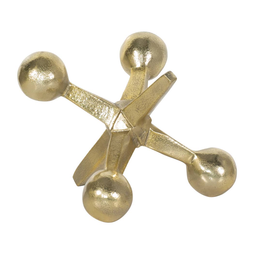Metal Modern Jacks Decorative Sculpture - Gold, 5 in.