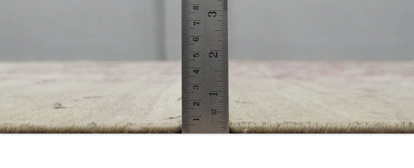 8x10 Camel and Purple Antique Style, Abstract Hand Knotted Low pile Wool Area Rug