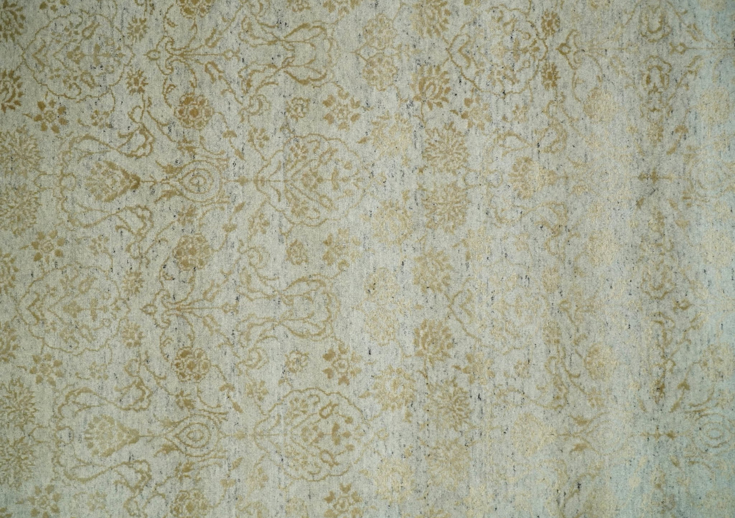 8x10 Fine Hand Knotted Beige and Gold Traditional Vintage Persian Style Antique Silk Rug | AGR21