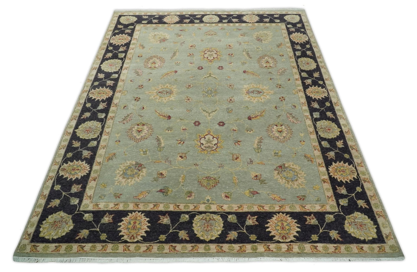 8x10 Fine Hand Knotted Silver and Black Muted Antique Traditional Vintage Persian Wool Rug | AGR45