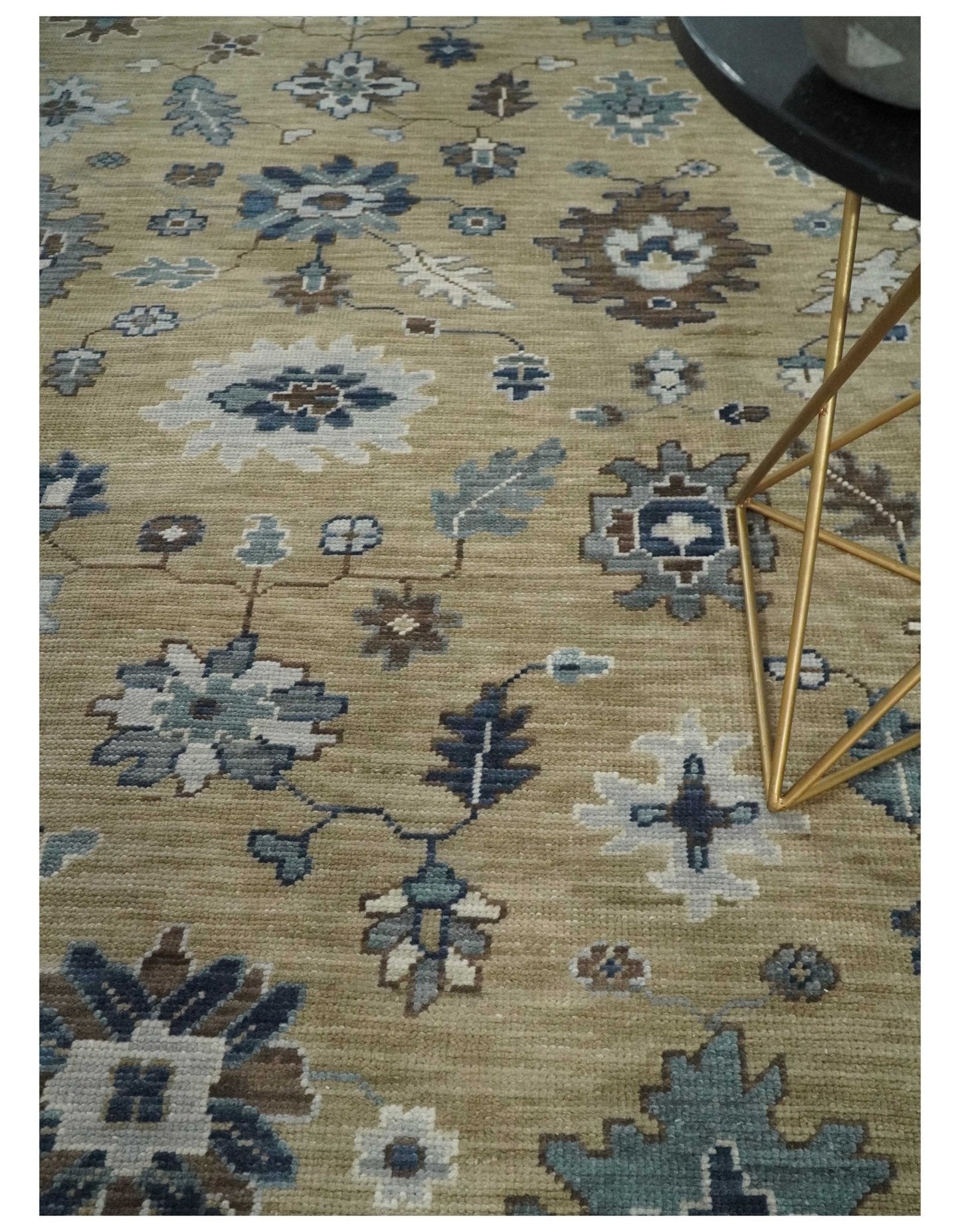 8x10 Traditional Beige and Gray Antique Style Floral Hand knotted Wool Area Rug