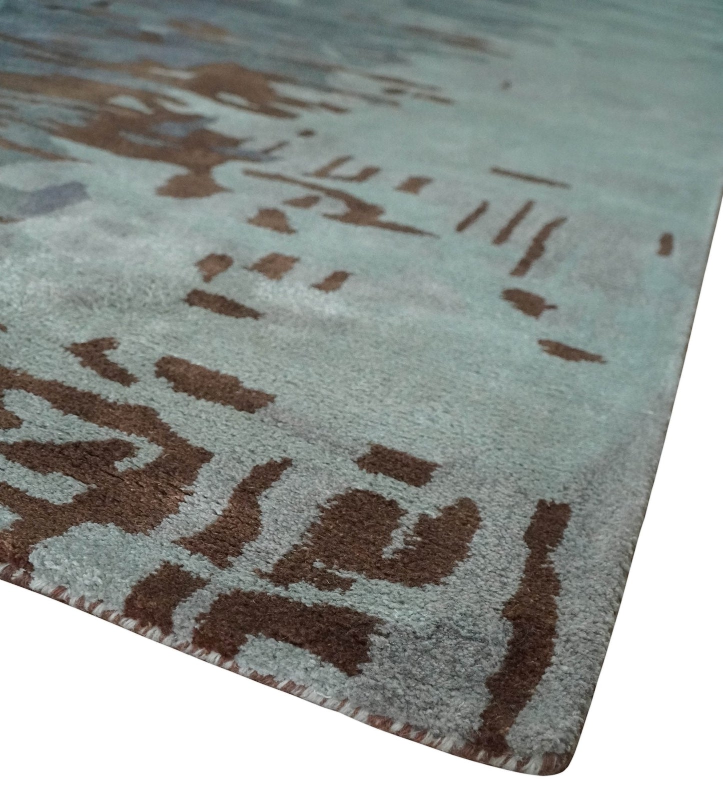 8x11 Gray, Silver and Brown Modern Abstract Hand Tufted wool and Art silk Area Rug