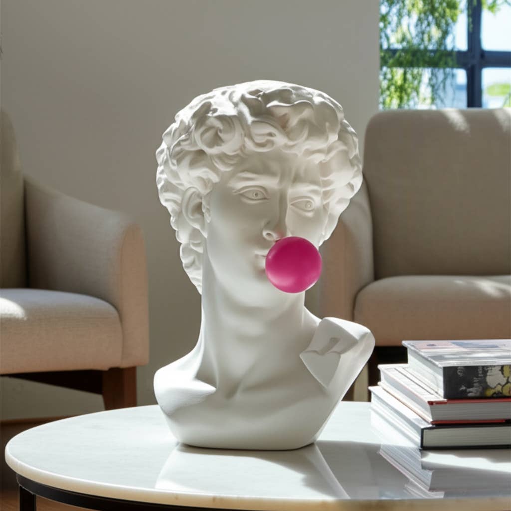 Resin Greek God Head Sculpture Bubble Gum - White, 13 in.