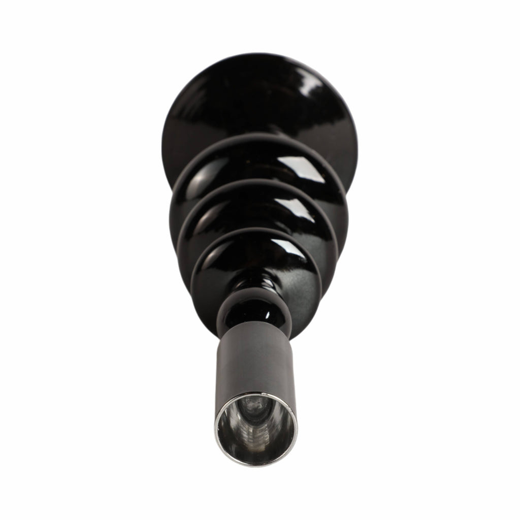 Glass Vintage Bubble Taper Candle Holder - Black, 11 in.