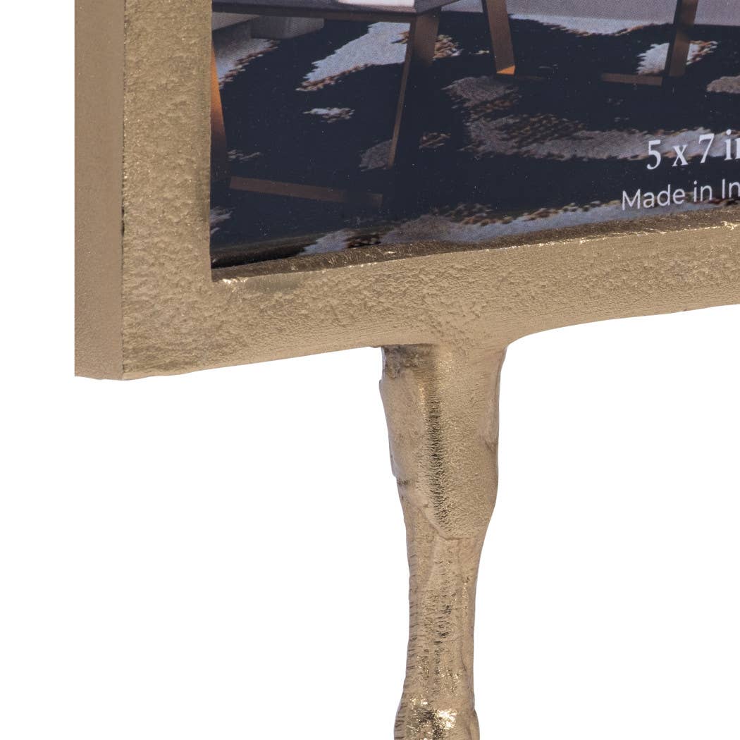 Aluminum Wood Bird Feet Base Photo Frame - Gold, 5x7 in.