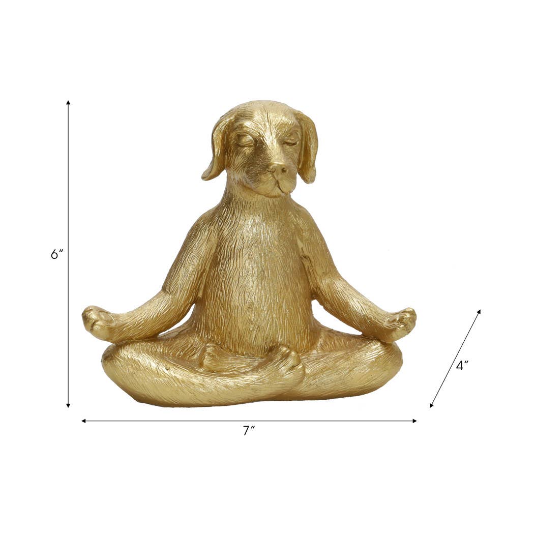 Resin Textured Meditating Dog Figurine - Gold, 6 in.