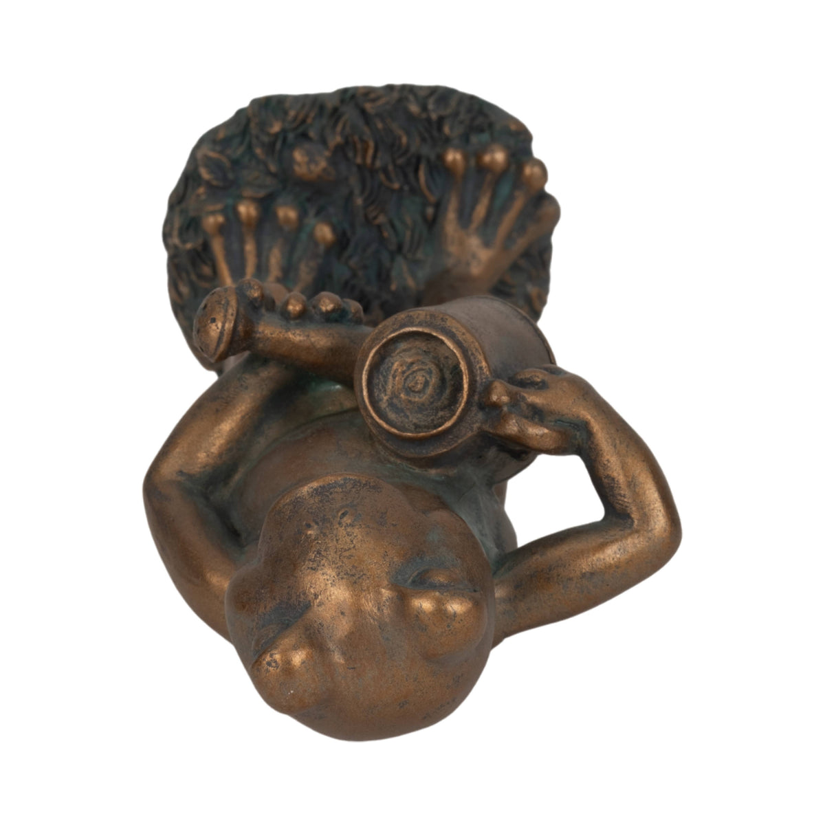 Resin Frog and Watering Can Garden Statue - Bronze, 10 in.