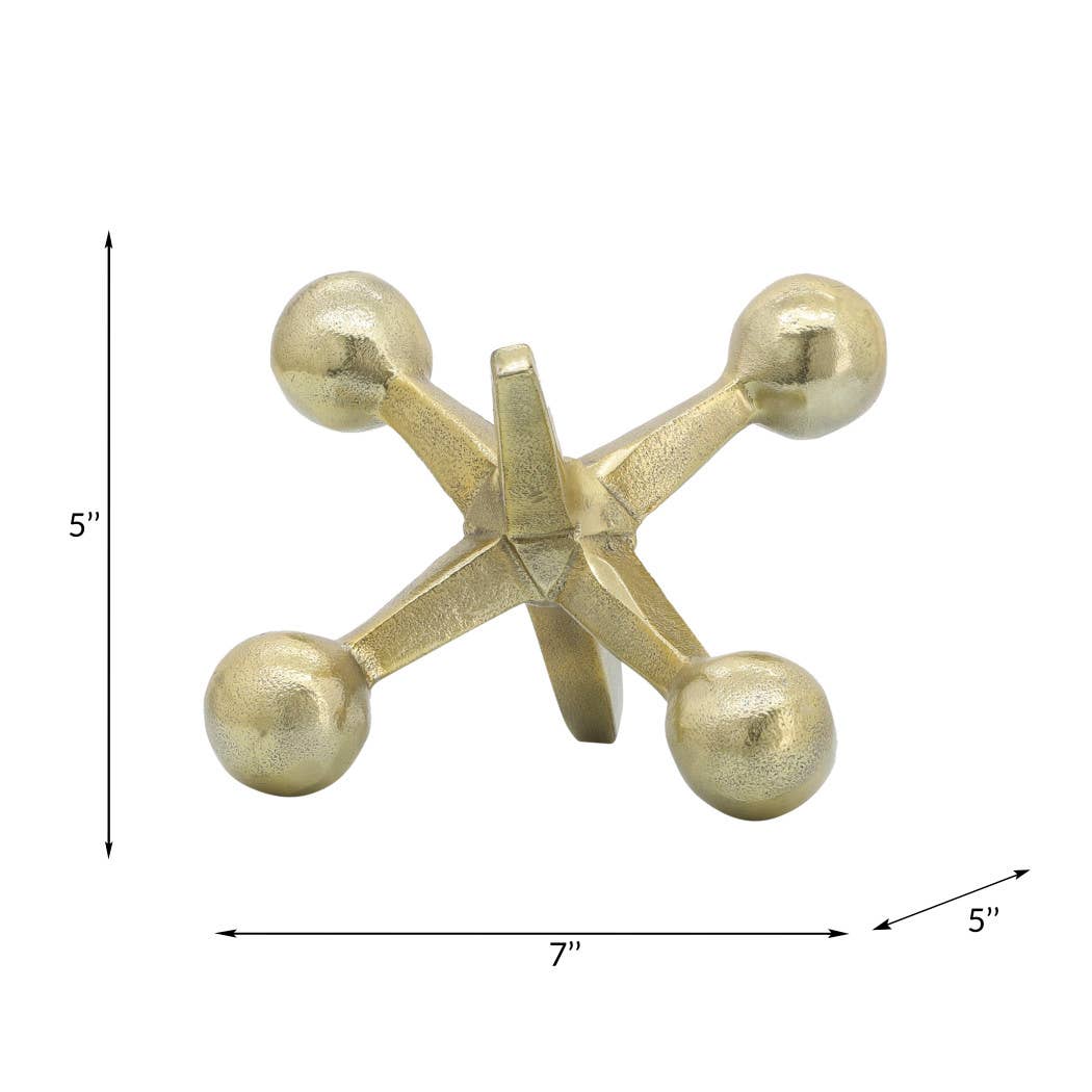 Metal Modern Jacks Decorative Sculpture - Gold, 5 in.