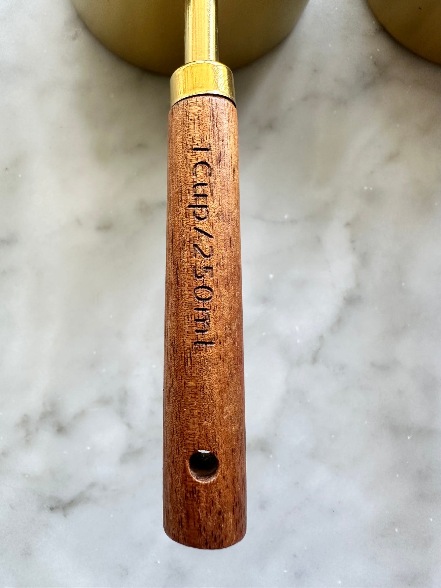 Acacia Wood and Gold Measuring Cups, Set of 8