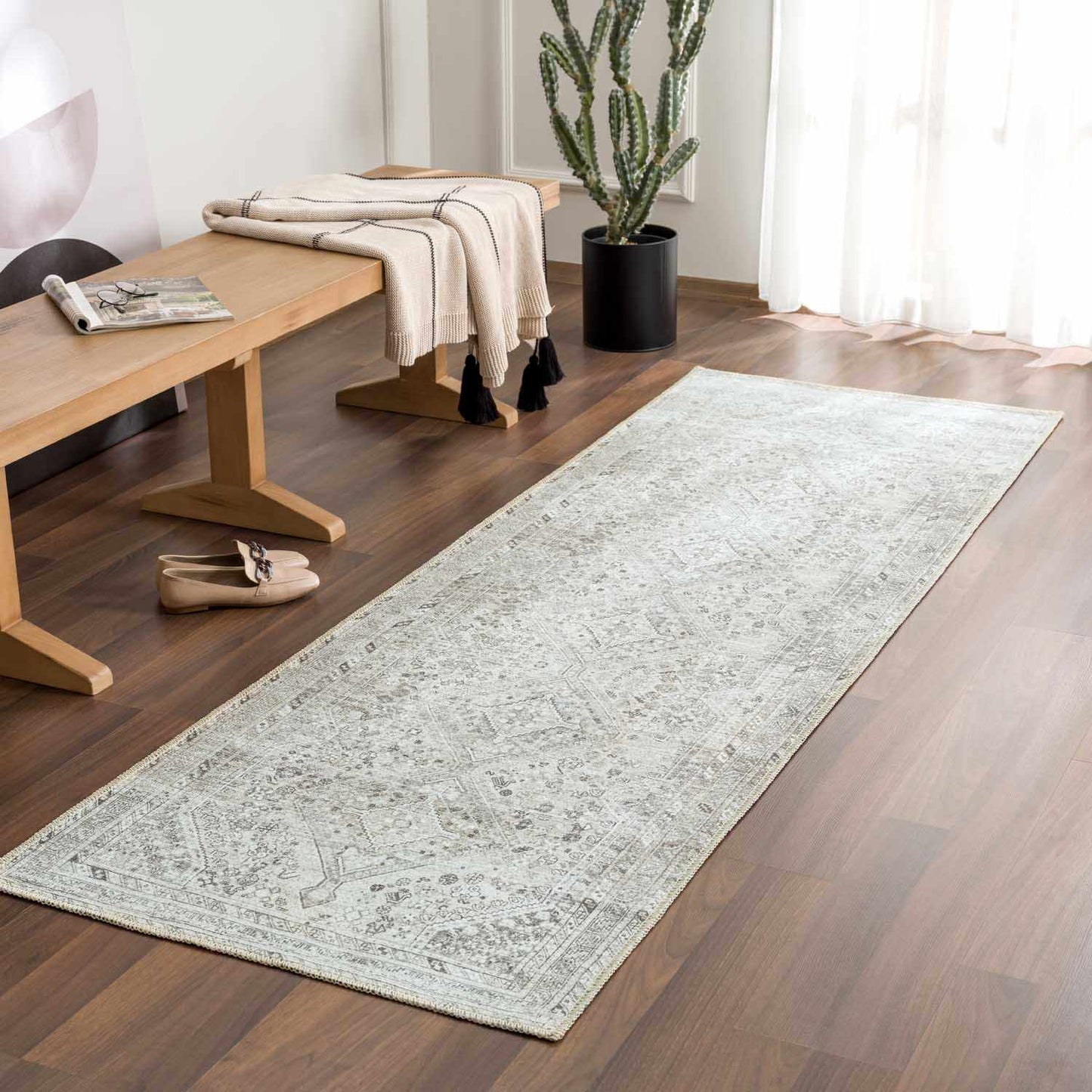 Barny Sage Flat Pile Washable Rug