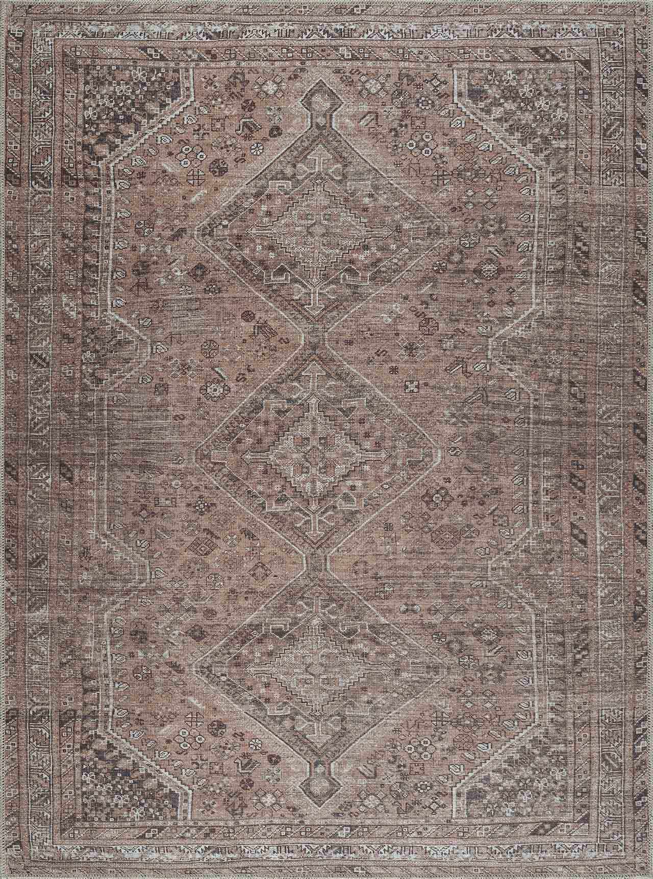 Barny Brown Flat Pile Washable Rug