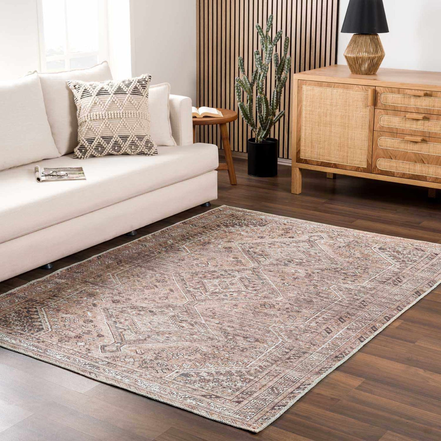 Barny Brown Flat Pile Washable Rug