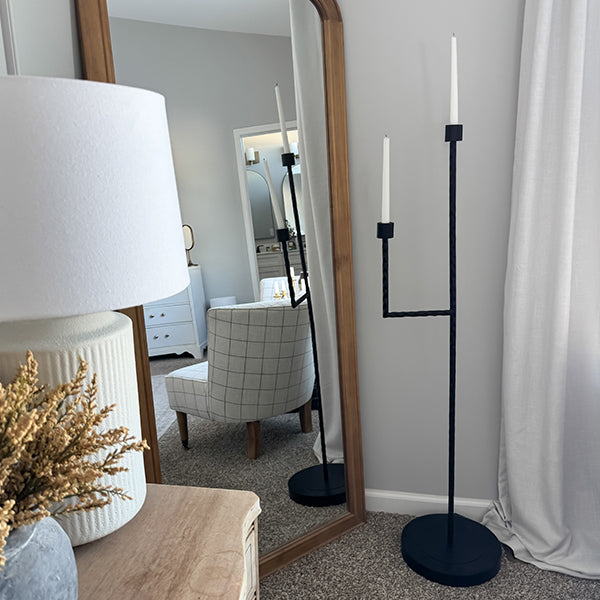 50 Inch Black Iron Floor Candelabra