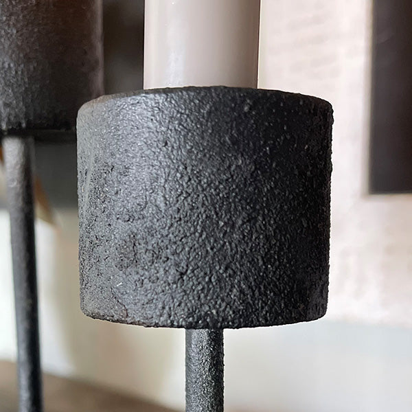 Distressed Black Metal Candle Holder
