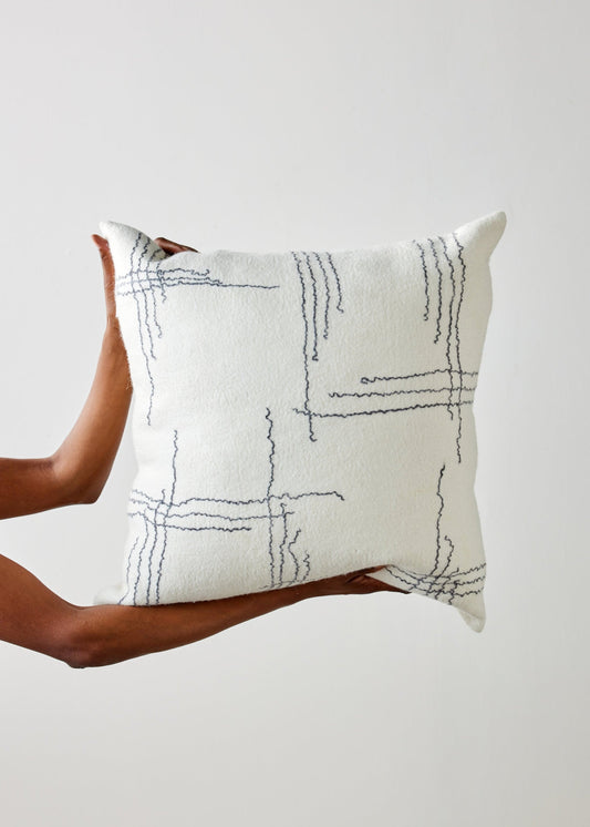 Linear Organic Wool and Silk Throw Pillow