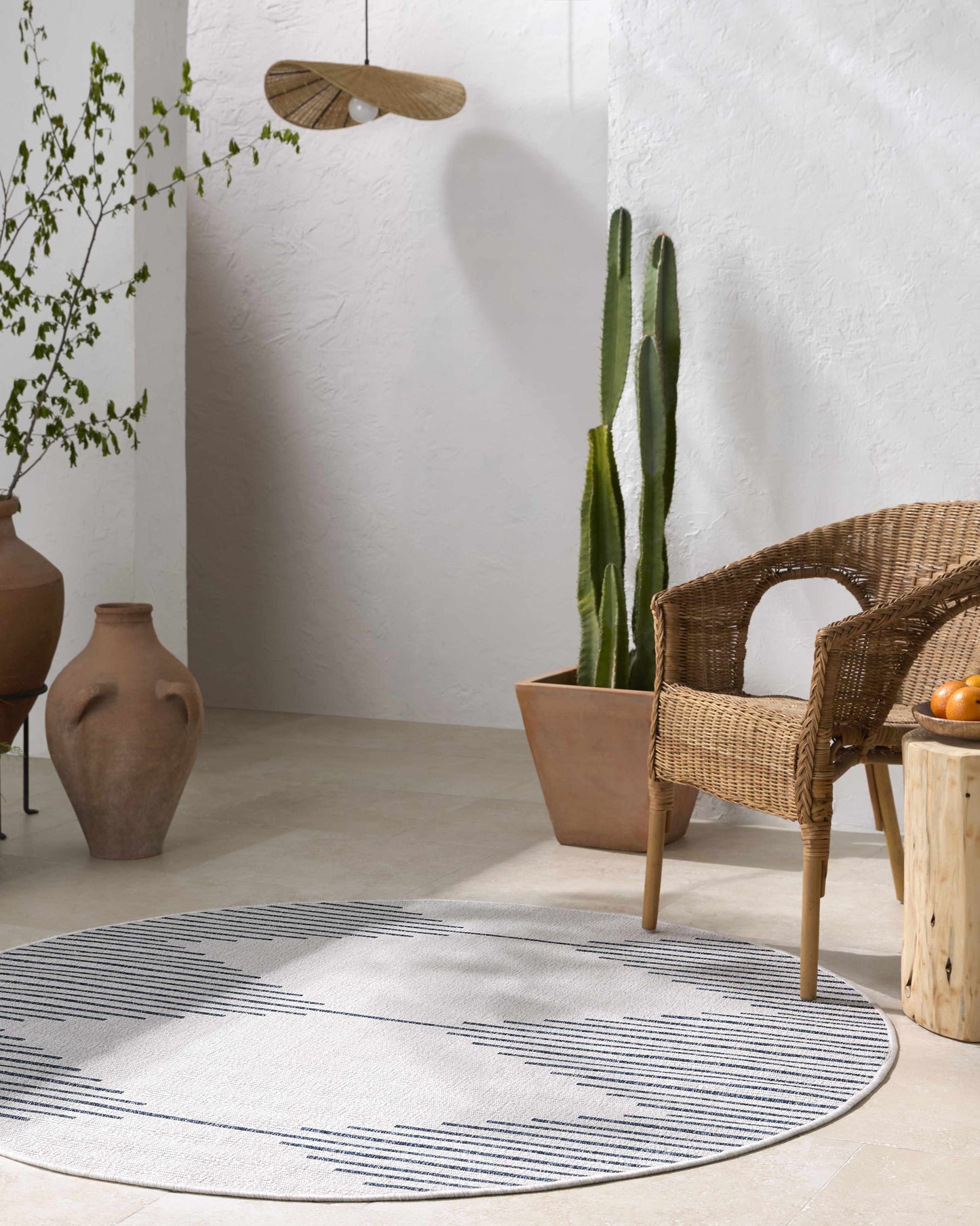 Stephan Blue & Cream Outdoor Rug