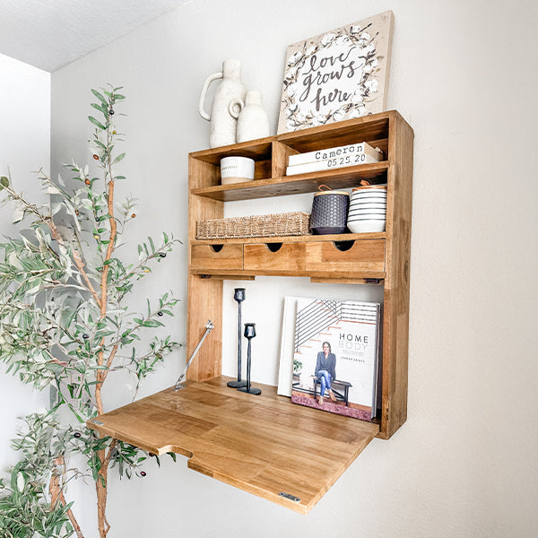 Rustic Oak Wood Fold Down Shelf