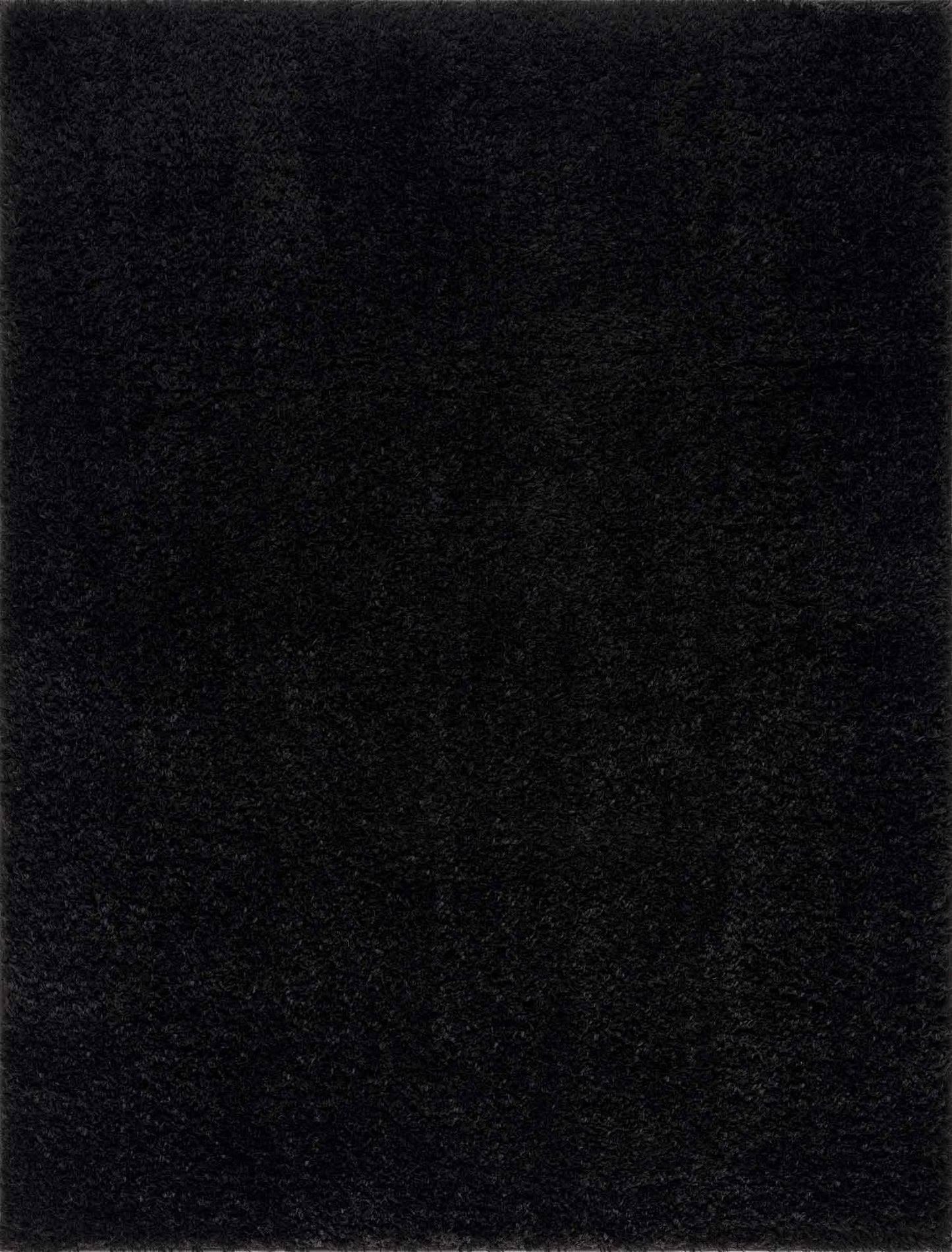 Faina Solid Black Shag Rug Washable