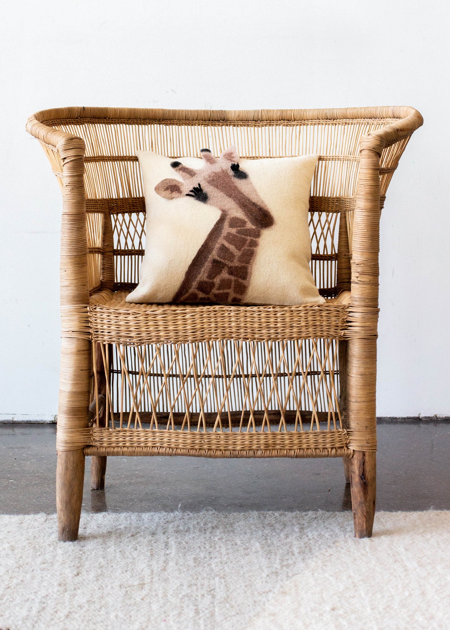 Animal Jungle Giraffe Wool Throw Pillow