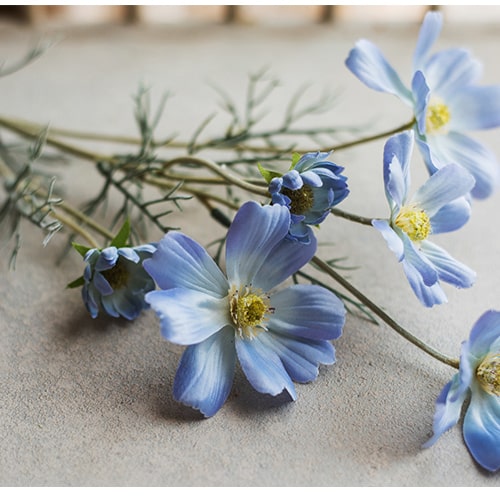 Faux Silk Cosmos Stem in Blue 24" Tall