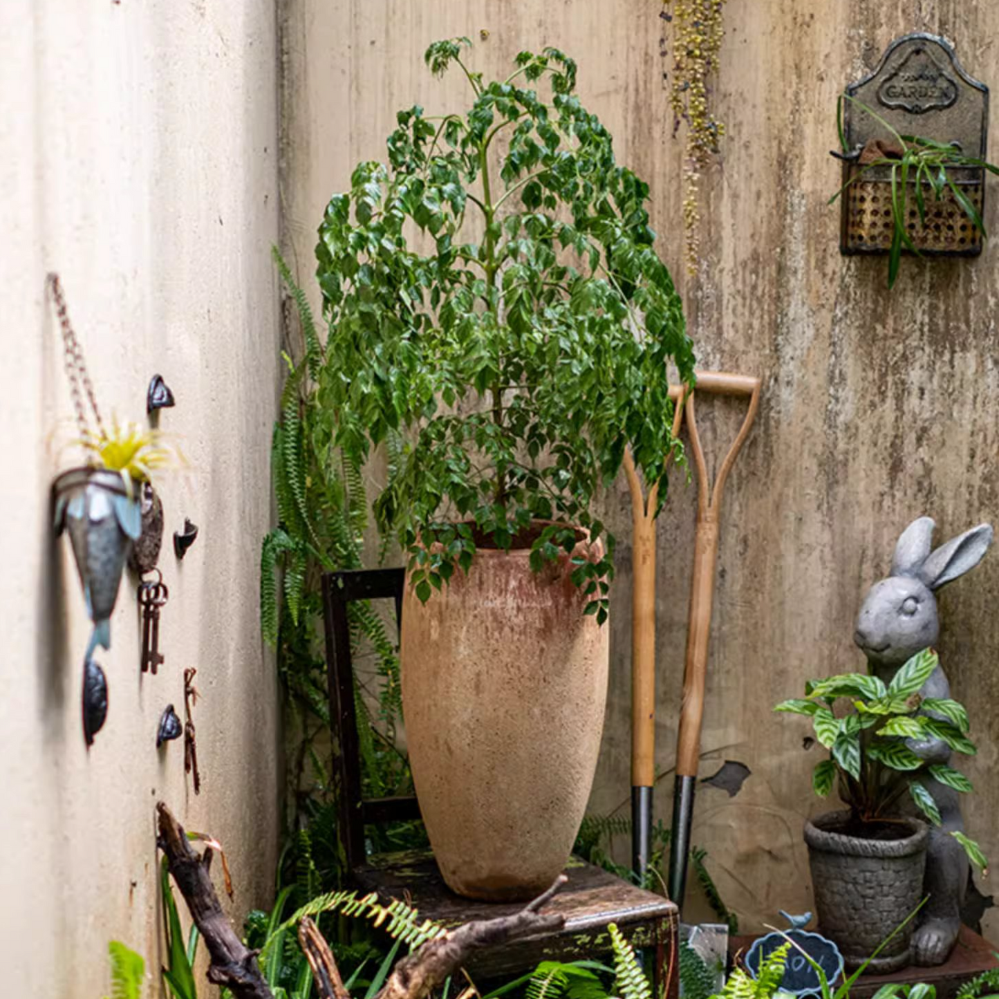 Distressed Cement Plant Pot Tall