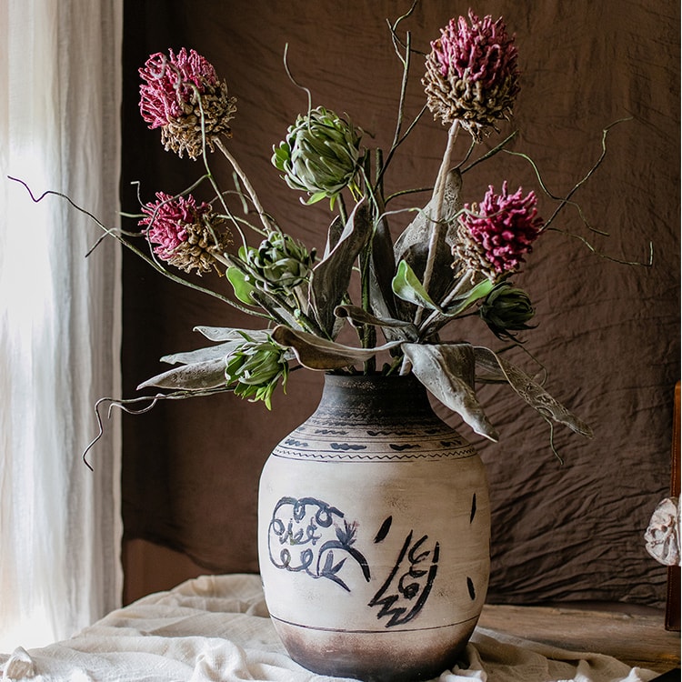 Artificial Tall Stem Flower Mulan Thistle 43" Tall