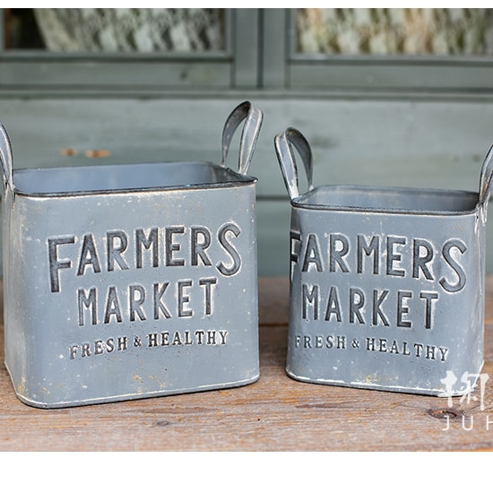 Rectangular Flower Pot Gray Farmers Market