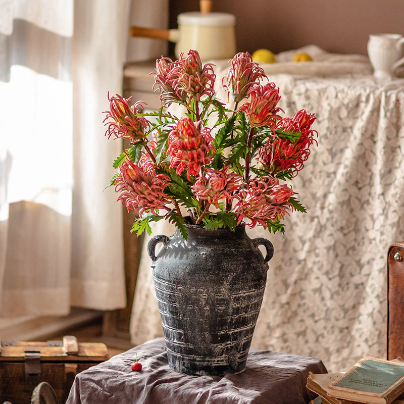 Red Flame Protea Artificial Flower Stem 31" Tall