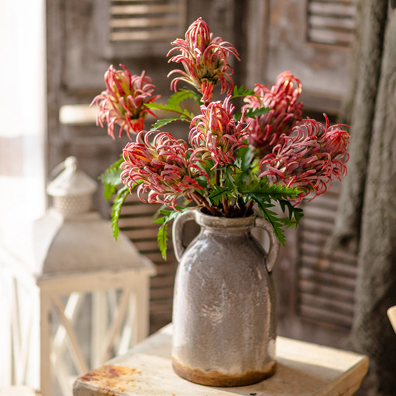 Red Flame Protea Artificial Flower Stem 31" Tall