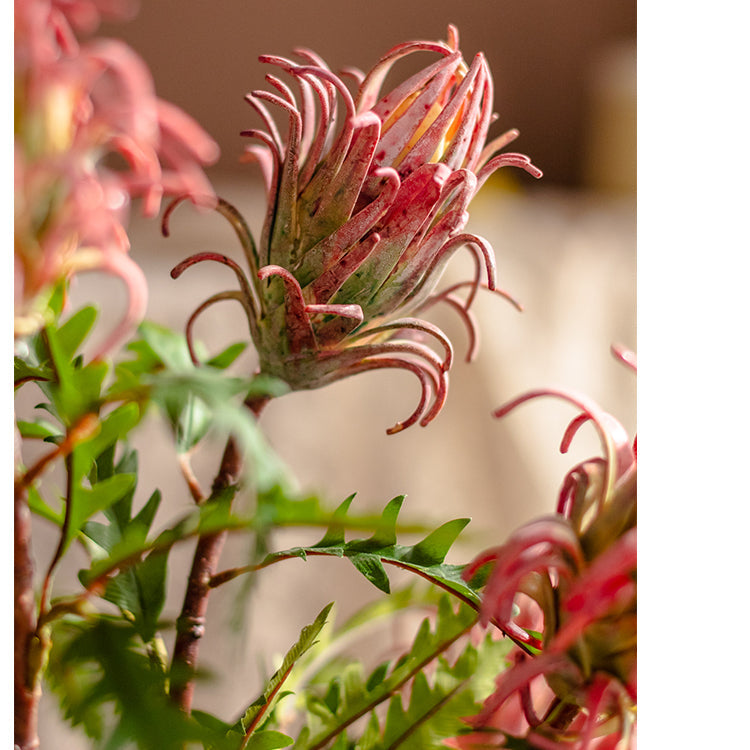 Red Flame Protea Artificial Flower Stem 31" Tall