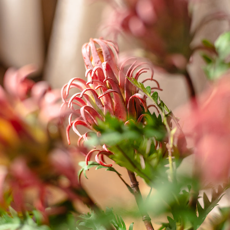 Red Flame Protea Artificial Flower Stem 31" Tall