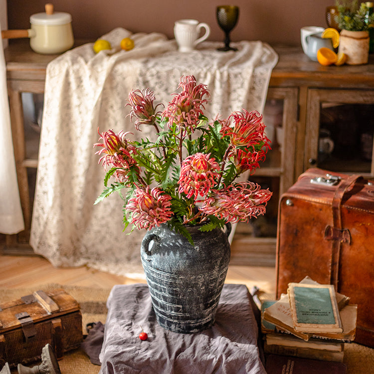Red Flame Protea Artificial Flower Stem 31" Tall