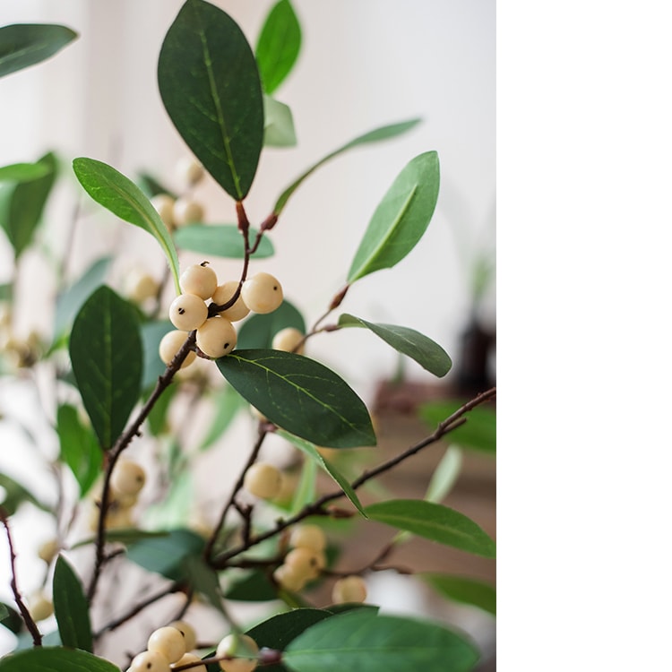 Artificial Fruit Snow Berry Leaf Stem 28" Tall Silk Plant