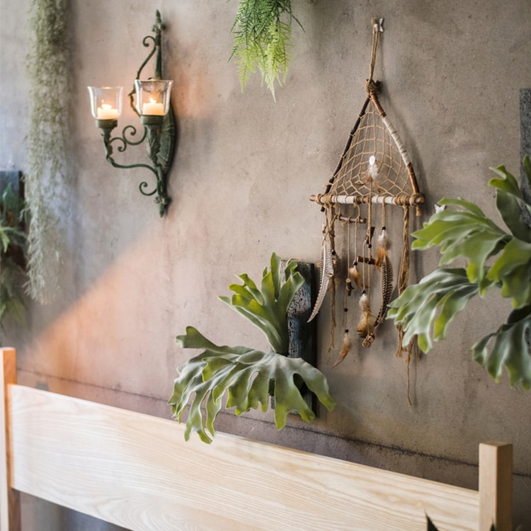 Artificial Faux Fern Madagascar Staghorn Wood Board Hanging