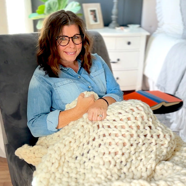 Soft Chunky Knitted Cream Throw Blanket