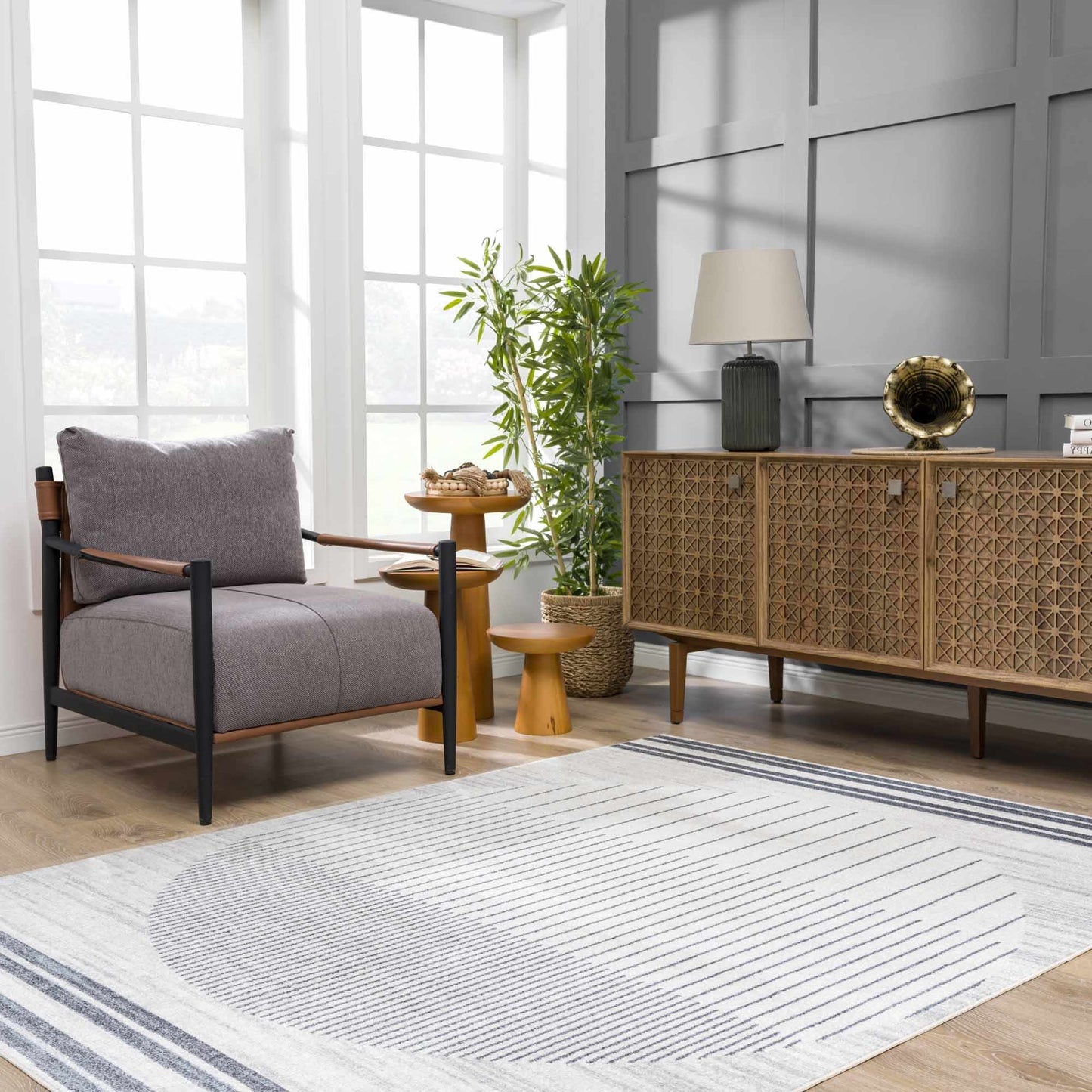 Thad Medium Gray Washable Area Rug