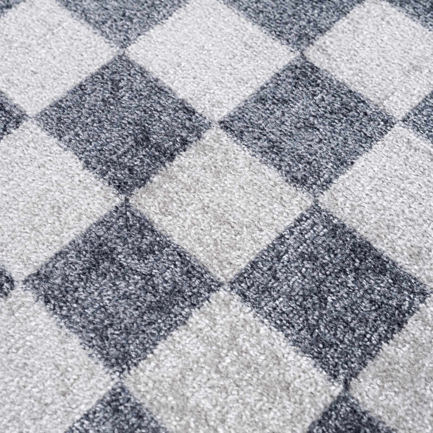 Alie Blue Gray Checkered Washable Rug