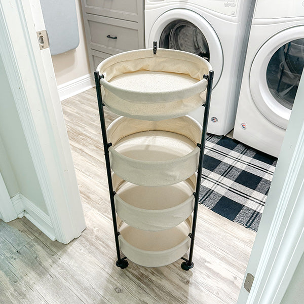 Foldable 4 Tiered Rolling Laundry Cart