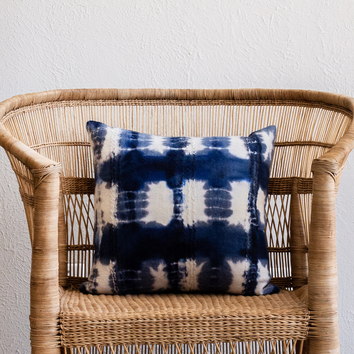 Adire Tie-Dye Wool Blue Indigo Throw Pillow